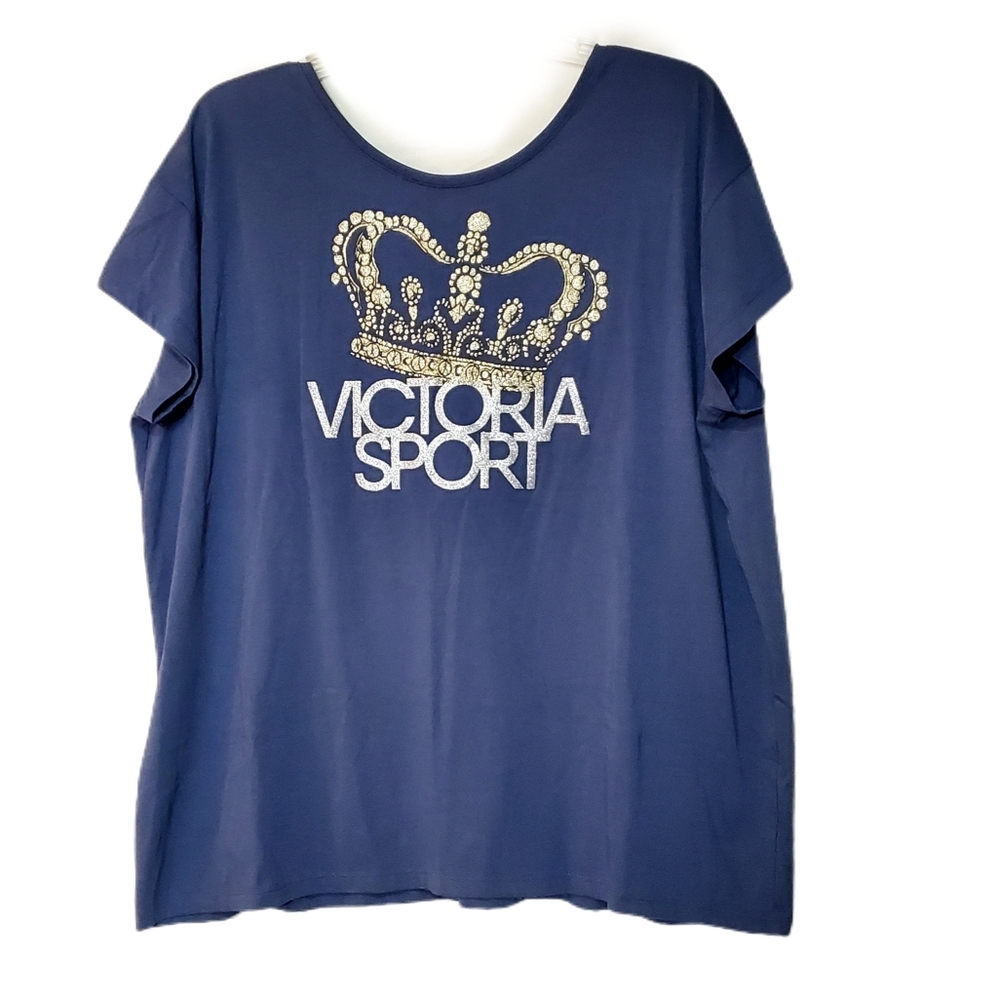 VS Victoria Sport Graphic Scoop Back T-shirt Blue XL